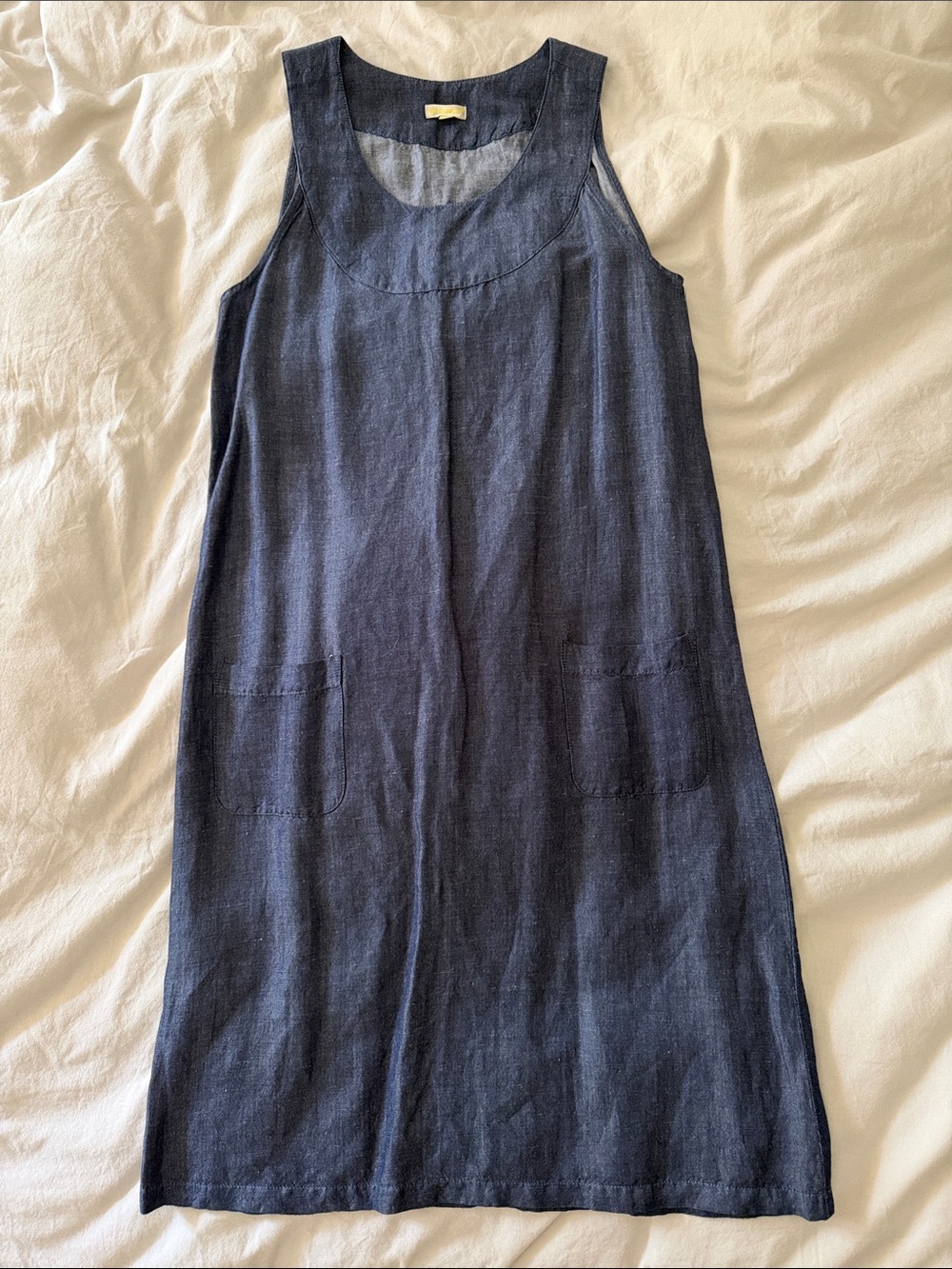 Bensimon Navy Sleeveless Linen Shift Dress